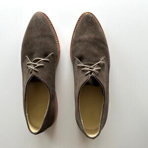 Nisolo James Oxford Brown Suede Almond Toe Lace Up Leather Sole Shoes size 6